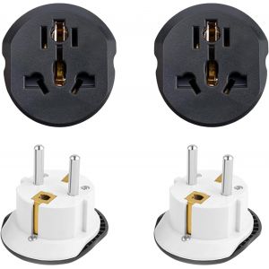 JGD-4 Pack Adaptateur Prise Universel de Voyage,Adaptateur Prise Universelle pour Allemagne, France, Pays-Bas, Su&egrave;de, Belgique, R&eacute;publique tch&egrave;que, Cor&eacute;e du Sud, Autriche, etc - Neuf