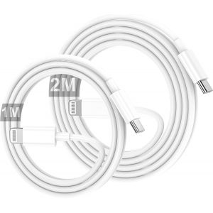 ZMHPJQ Cavo USB-C a Lightnning 1M+2M [Certificato MFi] Cavo USBC iPhone Caricabatterie Rapido Power Filo Lightning USB C per iPhone 14 13 12 Pro Max Mini/11/XS/X/8 Plus/2020 SE/iPad(2Pack) - Neuf