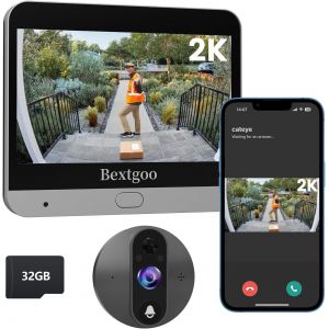 Ulteronixshop-2K Judas de Porte Camera Surveillance avec Carte 32 Go, Visiophone Connect&eacute; Interphone Vid&eacute;o, Judas Numerique &Eacute;cran Batterie 8000mAh, Vision 170&deg;, Detection Humaine AI, Audio Bidirectio - Neuf