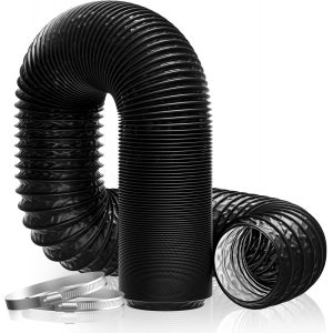 Conduit d'air Flexible Tuyau de Ventilation 100 mm x 5 m en Feuille d'aluminium et PVC pour Chauffage et Climatisation, Seche Linge, Ventilateur Extracteur Air (Ø100mm, 5 Mètres, Noir) - Neuf