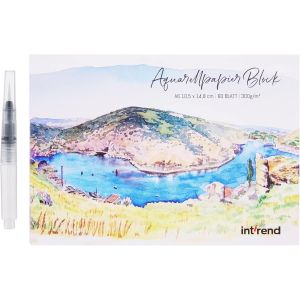 Carnet De Papier Aquarelle A6-60 Feuilles 300g - Inclus 1 Stylo Pinceau À Réserve D'eau - Materiel Dessin Pour Peinture Aquarelle - Neuf
