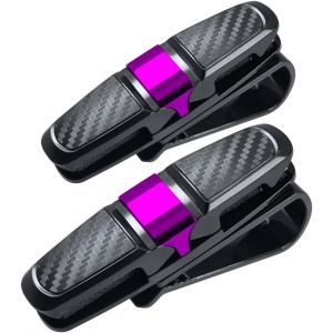 Pack De 2 Pare-Soleil Lunettes De Titulaire, Avec Clip Pour Lunettes De Soleil Ou Des Cartes De Visite, Noir + Rose - Neuf