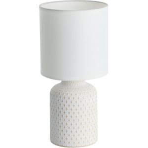 Tianyi-Lampe De Table De Chevet Bellariva, Lampe De Salon À Poser En Céramique Couleur Crème Et Textile Blanc, Luminaire Avec Interrupteur, Douille E14 - Neuf