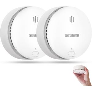 D&eacute;tecteur de fum&eacute;e pour la Maison, Batterie de 10 Ans, Alarme Incendie avec Bouton Test/Silence, d&eacute;tecteur de fum&eacute;e certifi&eacute; par TUV Conforme &agrave; la Norme EN14604 (2 pi&egrave;ces) - Neuf