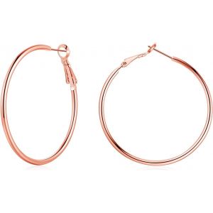 Kal-Grandes Créoles Femme Argent Fin 925 Boucles D'oreilles Plaquées Platine/Or Rose/Or, Ensemble De Grands Cerceaux Unisexe Hypoallergénique Pour Femme Homme, Diamètre 40mm / 50mm / 60mm - Neuf