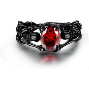 Bague T&ecirc;te De Mort Ouverte Pour Femme En Argent Sterling Gothique T&ecirc;te De Mort Noir Bague Halloween Cosplay Bague Rock Punk Cadeau Pour Femmes Et Filles - Neuf