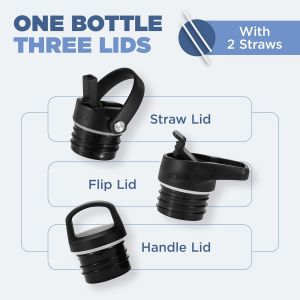 Cantine D'hydratation Pour Camping Et Randonn&eacute;e &iquest; 7,9 L/950 Ml Avec 3 Couvercles &iquest; Bouteille D'eau Isotherme Avec Paille &iquest; Double Paroi En Acier Inoxydable &iquest; Anti-Fuite, Sans Bpa &iquest; Gourde Pour Voyage - Neuf