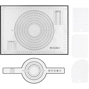 AYUHR-Tapis à pâtisserie en silicone antidérapant Extra Large avec Tapis à Pain et 3 Grattoirs, Tapis Silicone Patisserie pour Four, Étaler la Pâte, Macaron, Biscuit (70 × 50 cm) - Neuf