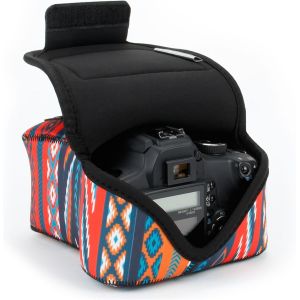 Housse Appareil Photo Numérique et Accessoire en Néoprène Rembourré,Protection Robuste avec Poche et Ceinture-Compatible avec Appareils Canon,Nikon,Pentax,Lumix Et Plus-Bohème - Neuf