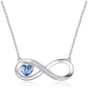 Collier Infini Femme, Bijoux Coeur Pendentif Argent 925, Zirconia Cubique, Cadeau Anniversaire Maman - Neuf