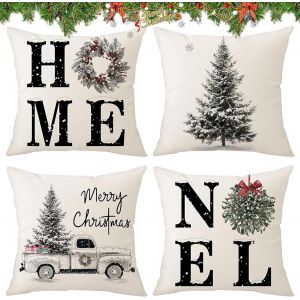 CAUC-Housse Coussin Noel,Housse de Coussin No&euml;l,Lin D&eacute;coratif Taie d'oreiller,Housse de Coussin Deco,Housses de Coussin D&eacute;coratives pour l'hiver,pour Chambre,Nanap&eacute;,Chaise,Lit Decoration Noel - Neuf
