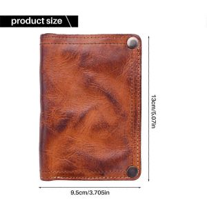 Portefeuille froiss&eacute; fait &agrave; la main,portefeuilles en cuir de vache pour hommes,pinces &agrave; billets en cuir r&eacute;tro,porte-carte Crazy Horse - Neuf