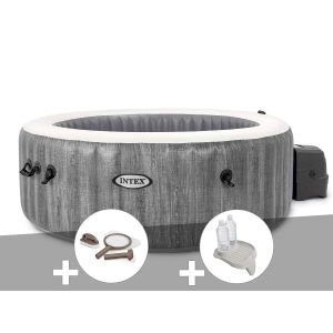 Kit spa gonflable Intex PureSpa Baltik rond Bulles 4 places + Kit d'entretien + Porte-verre - Neuf