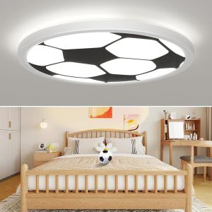 Plafonnier Led Plat 24w Rond 4000k Blanc Chaud - Pour Salon, Chambre, Bureau, Cuisine, Salle De Bain, Couloir, Balcon - Chambre D'enfant, Fille, Gar&ccedil;on - &Oslash;30cm, Football - Neuf