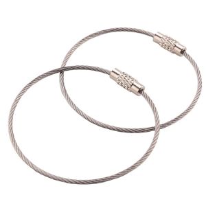 100 Pi&egrave;ces Fil D'acier Inoxydable Porte-Cl&eacute;s Porte-Anneau C&acirc;ble En M&eacute;tal Lani&egrave;re Avec Verrouillage &Agrave; Vis Pour La Suspension L'ext&eacute;rieur - Neuf