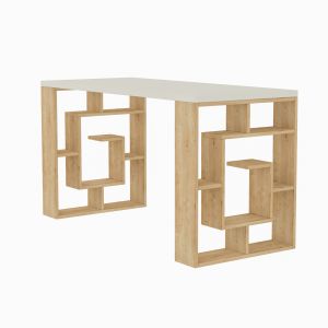 bureau en bois "Maze" 140 x 60 x 75 cm - Blanc - Neuf