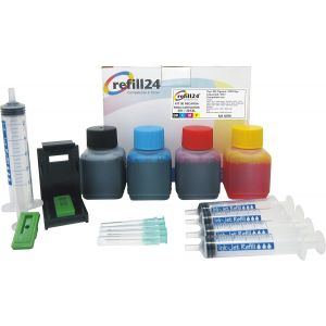 ERYI-Kit De Recharge Compatible Pour Cartouches D'Encre Hp 301, 301 Xl Noir Et Couleur, Avec Clips Et Accessoires + 200 Ml D'Encre - Neuf
