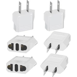 JGD-6 Pi&egrave;ces Adaptateur Prise USA, France vers US Adapter, Adaptateur Europe vers Etats-Unis/Am&eacute;ricain/Chine/Japon/Canada/Mexique/Br&eacute;sil, Adaptateur Prise Universelle Type A - Blanc - Neuf