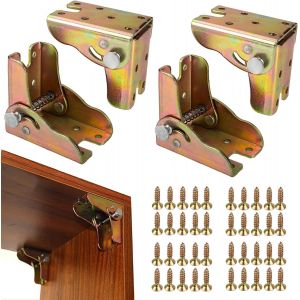 4 Pcs Charni&egrave;res Pliantes, Charniere Pliante Autobloquante, Charni&egrave;re Pliante &agrave; 90 Degr&eacute;s, Supports de Pieds de Table Pliables, Charni&egrave;res de Pieds Pliables Pliants pour Pieds de Table Lit, avec Vis - Neuf