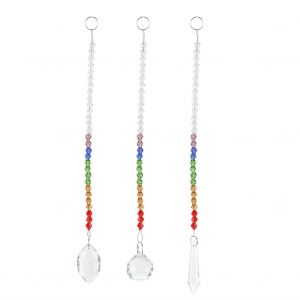 Lot de 3 longs pendentifs decoratifs en cristal arc-en-ciel - Neuf