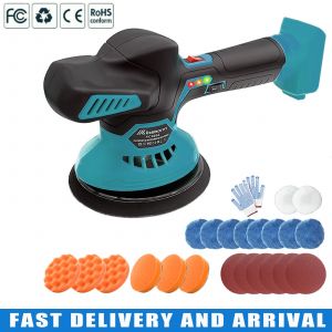 Polisseuse sans fil 2 en 1 pour voiture, polisseuse rotative 21 V, polisseuse 145 mm 2500-5000 tr/min, r&eacute;glage &agrave; 6 vitesses, pour le polissage et le pon&ccedil;age d&eacute;taill&eacute;s des voitures. - Neuf