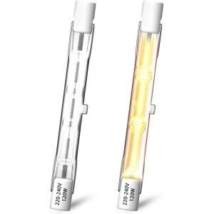 120w R7s Ampoule Halogène Crayon 78mm,Ampoule Halogène Dimmable Blanc Chaud 2800k,J78 Projecteur Halogène Linéaire À Double Extrémité,1885lm Pour Plafonnier,Paysager,Sécurité (Lot De 2) - Neuf