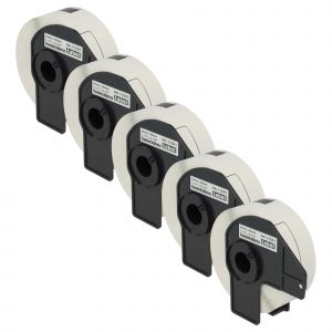 vhbw 5x Rouleau d'étiquettes + support 29mm x 90mm (400 étiquettes) compatible avec Brother PT QL-820NWB étiqueteuse blanc - Neuf