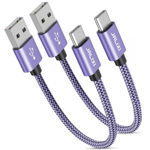 KAL-C&acirc;ble Usb C Court [0.3M/30Cm Lot De 2], Cable Usb Type C 3A Charge Rapide, R&eacute;sistant Chargeur En Nylon Pour Samsung Galaxy S10 S9 S8+ S10E, A51 A50 A40 A20E A21S, Note 9 8, Huawei P30 Lite - Neuf