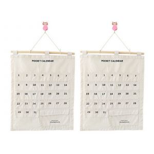 Pochette de rangement pour calendrier suspendu avec 32 poches - Blanche - Neuf