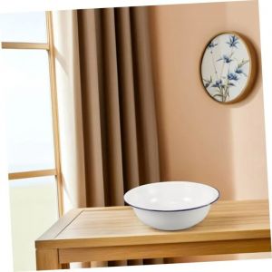 Bol En &Eacute;mail Grand, Bassin En &Eacute;mail Bols &Agrave; M&eacute;langer Vintage, Vaisselle En &Eacute;mail Bol &Agrave; Soupe &Eacute;maill&eacute; Blanche - Neuf