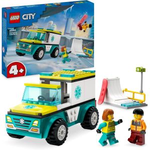 KALANKA-City L¿Ambulance de Secours et Le Snowboardeur, Jeu Enfants avec Jouet de Véhicule Médical, Minifigurines de Paramédical et Snowboardeur, Cadeau pour Garçons et Filles de 4 Ans ou Plus 60403 - Neuf