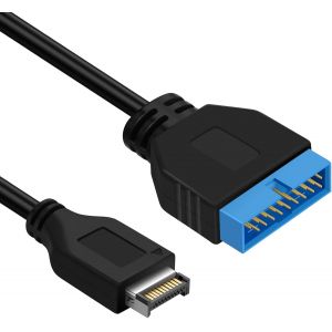 APT-Câble d'extension USB 3.0 19/20 Broches Mâle vers USB 3.1 Type-E Mâle 0,3M pour Carte mère - Neuf