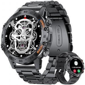 Lige-Montre Intelligente De Sport De Plein Air Pour Homme, Appel Bluetooth, Fitness, Fr&eacute;quence Cardiaque, Surveillance De La Sant&eacute;, Montre Intelligente Pour T&eacute;l&eacute;phone Android Et Io.Steel Black. - Neuf