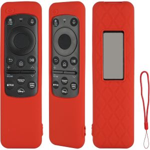 Étui De Télécommande En Silicone Compatible Avec Samsung Bn59-01432A Bn59-01432D Bn59-01455E Bn59-01432J Télécommande De Protection Antichoc Avec Cordon (Rouge) - Neuf