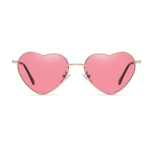 Coeur Lunettes De Soleil Femmes Cadre En M&eacute;tal Polaris&eacute; Tendance Mignon En Forme De Coeur Lunettes De Soleil Protectionor - Neuf
