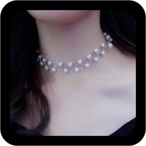 Kal-Collier Ras Du Cou De Perles De Mariée Chaîne De Perles Dorées Collier Court Chaîne Ras Du Cou En Grappe Perles Collier Perles Mariage Charme Collier Bal Bijoux Cadeau Pour Femmes Filles - Neuf