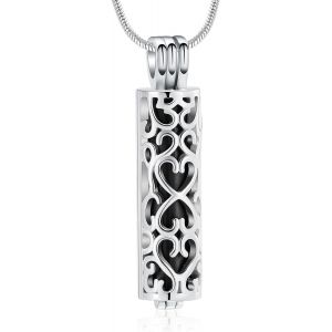 Collier Avec Pendentif Urne Funéraire Avec Fiole Cylindrique Creuse - Bijou Funéraire Pour Cendres - Pour Homme Et Femme - Neuf