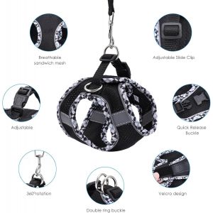 Harnais Chat, Harnais Petit Chien Laisse Anti &Eacute;vasion, Harnais Chaton R&eacute;glable, Chat Refl&eacute;chissant Gilet Respirant, Harness Harnais Pour Chats Puppy, Harnais Et Laisse S&eacute;curit&eacute;, Xs-Noir - Neuf
