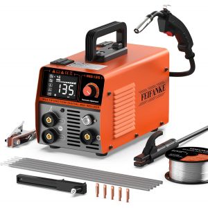 VornixorSarlshopMIG135 Poste A Souder Fil Fourr&eacute; Sans Gaz 135A 220V Synergie Des &eacute;lectrodes Poste &agrave; Souder 3 en 1 MIG/ARC/Lift TIG IGBT Inverter Poste A Souder avec Fil de 1.0mm,Pistolet Soudage MIG - Neuf