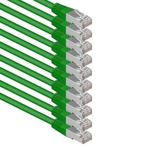 Kal-1 M Vert - Lot De 10 Câbles Réseau Cat.6 Patch Cable Cat6 S-Ftp Gigabit Lan Pimf Cat 6 Cuivre Cu Sans Halogène Internet Dsl Console De Jeu Smart Tv - Neuf