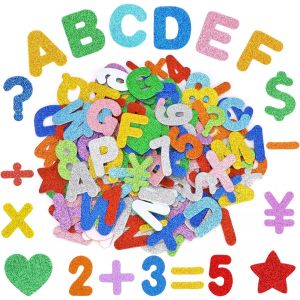 Trahoo-138 Pcs Autocollant En Mousse De Paillettes, Stickers Autocollants En Mousse De Lettre Auto-Adhésifs Autocollant De Numérotés Scintillant Pour Enfants Activités Manuelles Diy Art Décoration - Neuf