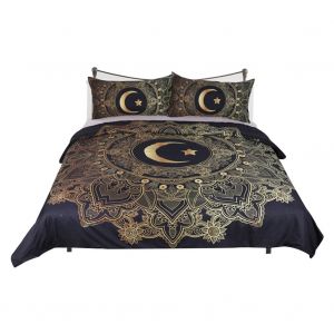 Hjlian Parure De Lit 3 Pieces Avec Housse De Couette Et Taies D'oreiller, Motif Etoiles Et Lune, Imprime 3d (Queen Size) - Neuf