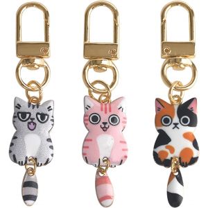 KAL-Lot De 3 Porte-Cl&eacute;s Mignons En Forme De Chat, Mini Pendentif De Sac Avec Motif De Chat, Cadeau Mignon Pour Les Amoureux Des Chats Pour Les Femmes Et Les Hommes - Neuf