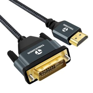 HDMI to DVI Cable 4K 3M Plated Braided DVI to HDMI Cable Two Way Compatible with Projector,Laptop,TV,PC,DVD Player - Neuf