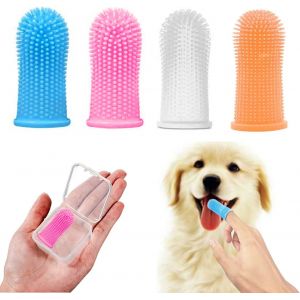 Brosse &Agrave; Dents Pour Chien, Kit De Brosse &Agrave; Dents &Agrave; Doigt, Poils Enti&egrave;rement Envelopp&eacute;s, Nettoyage Facile Des Dents, Soins Dentaires Pour Chiots, Chats Et Petits Animaux De Compagnie - Neuf