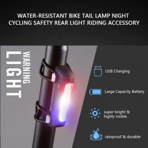 Feu Arriere De Velo Resistant A L'eau, Eclairage De Securite Pour Cyclisme De Nuit, Accessoire De Conduite - Neuf