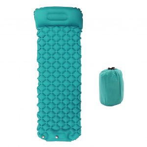 Matelas De Couchage Gonflable Ultraleger Avec Pompe Integree, Matelas Pneumatique Pour Camping En Plein Air, Bleu Paon - Neuf