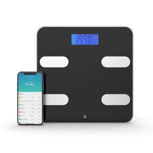 Balance De Salle De Bain Intelligente | Contrôle Précis Du Poids Et De La Graisse Corporelle | 18 Mesures Essentielles | Jusqu'À 8 Utilisateurs | Noir - Neuf