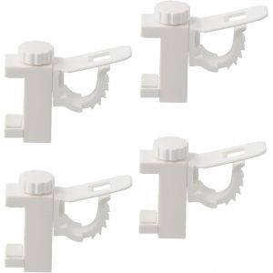 4 Pièces Support De Support De Pince Porte-Rideaux,Supports De Tringle À Rideaux Sans Perçage,Barre Transversale Réglable Pour Les Armoires,Les Bibliothèques Et Les Bureaux-Blanc - Neuf