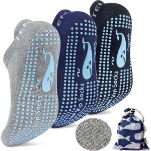 Mevronisshop-3 Paires Chaussettes Antid&eacute;rapantes De Yoga Et Pilates Chaussettes Anti D&eacute;rapantes Pour Femme Et Homme Socquettes Antid&eacute;rapantes Pour La Maison L'entra&icirc;nement Et Le Sport - Neuf